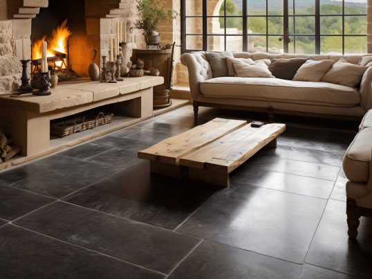 wallybally Italian castle stone floor in cosy livingroom with 2